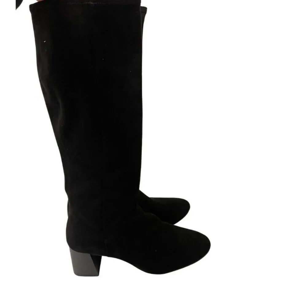 Boden Womens Cara Boots EU 41 US 9.5 Black Suede Heeled Knee High A1579 NWOT
